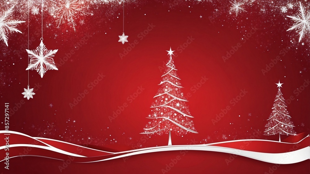Christmas Tree on a Red Festive Background Christmas Tree on a Red Festive Background