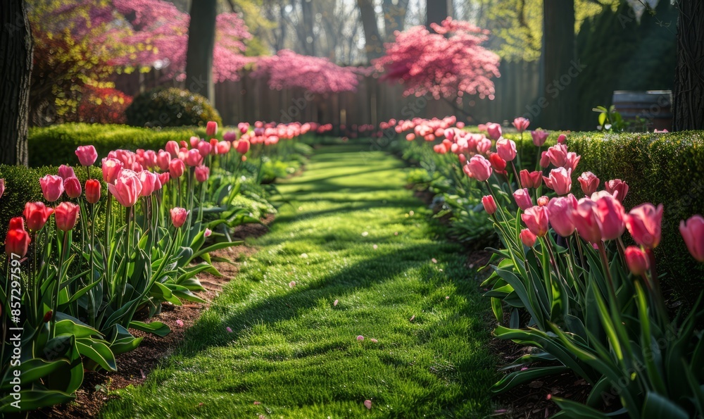 Spring garden with blossoms Spring garden with blossoms