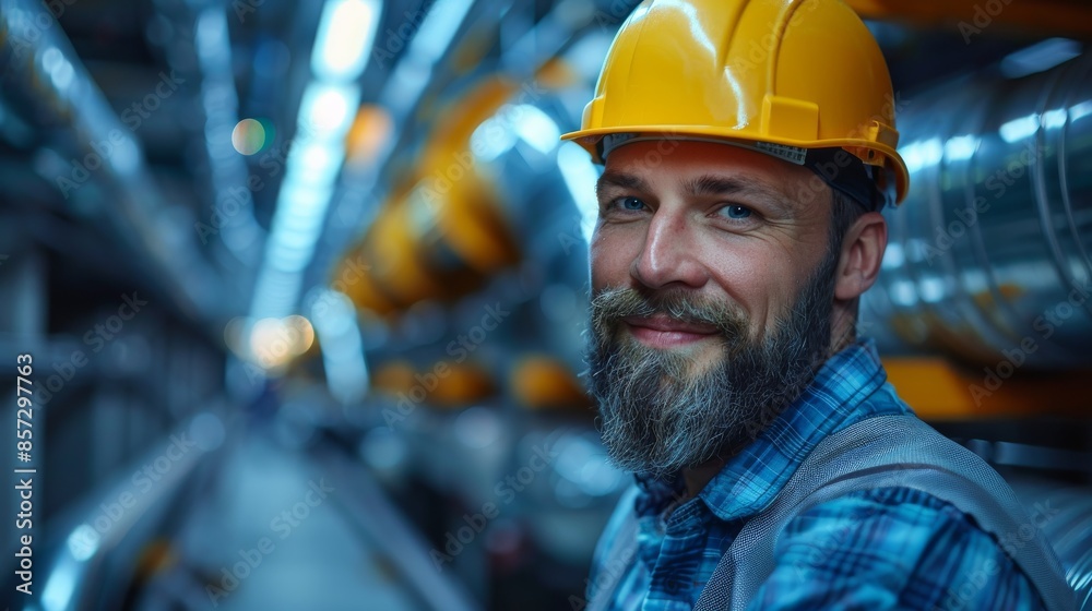 A smiling worker wearing a hard hat and safety vest stands cheerfully in an industrial setting, exemplifying dedication and positive work ethic in a factory environment. A smiling worker wearing a hard hat and safety vest stands cheerfully in an industrial setting, exemplifying dedication and positive work ethic in a factory environment.