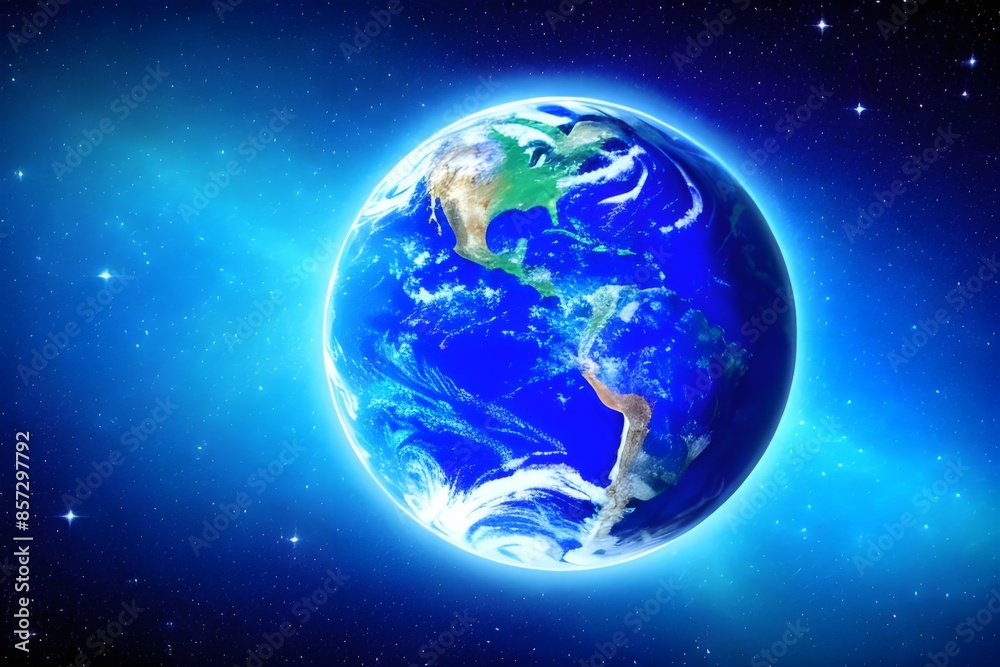 Fototapeta premium 宇宙に浮かぶ丸い地球