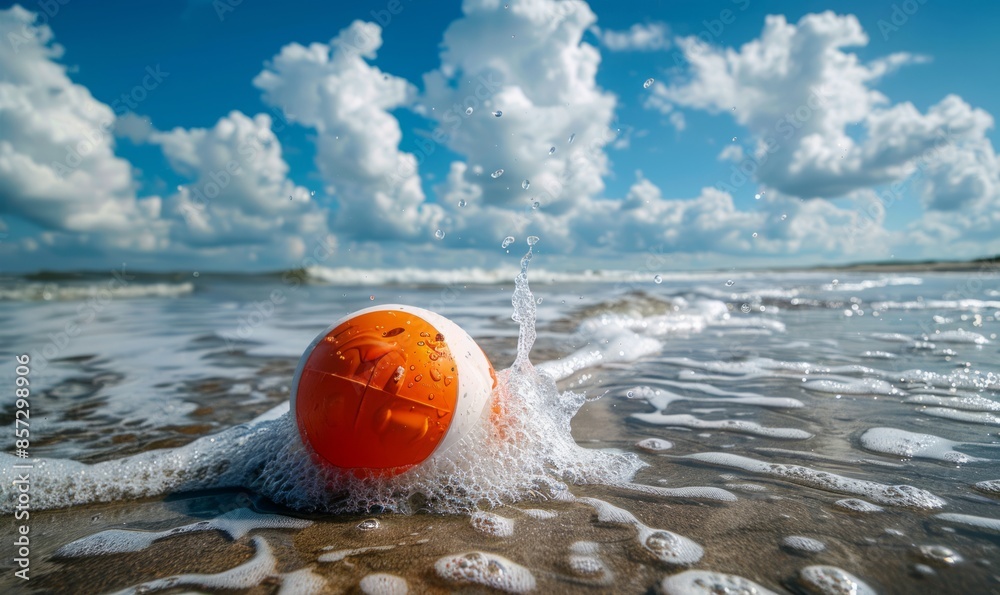 Beach ball bouncing in the waves Beach ball bouncing in the waves