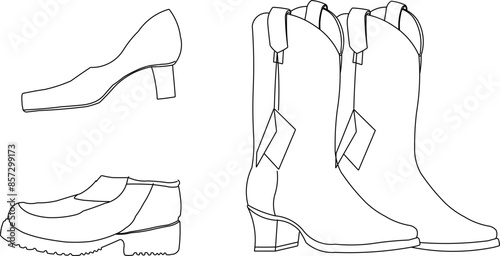 Sketch illustration silhouette vector drawing detail design fashion accessories sandals shoes 