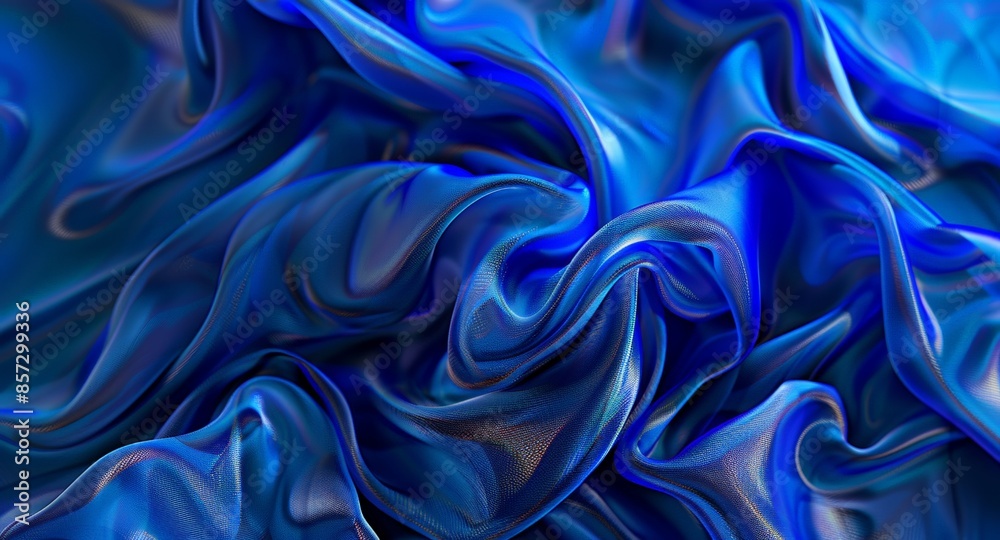 Obraz premium An abstract image of vibrant blue wavy silk-like textures