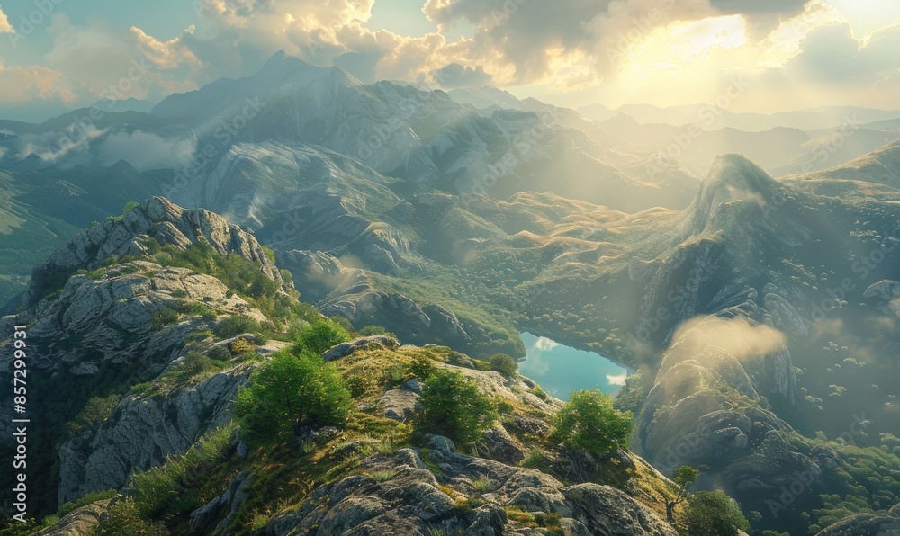 Scenic view from a mountaintop Scenic view from a mountaintop