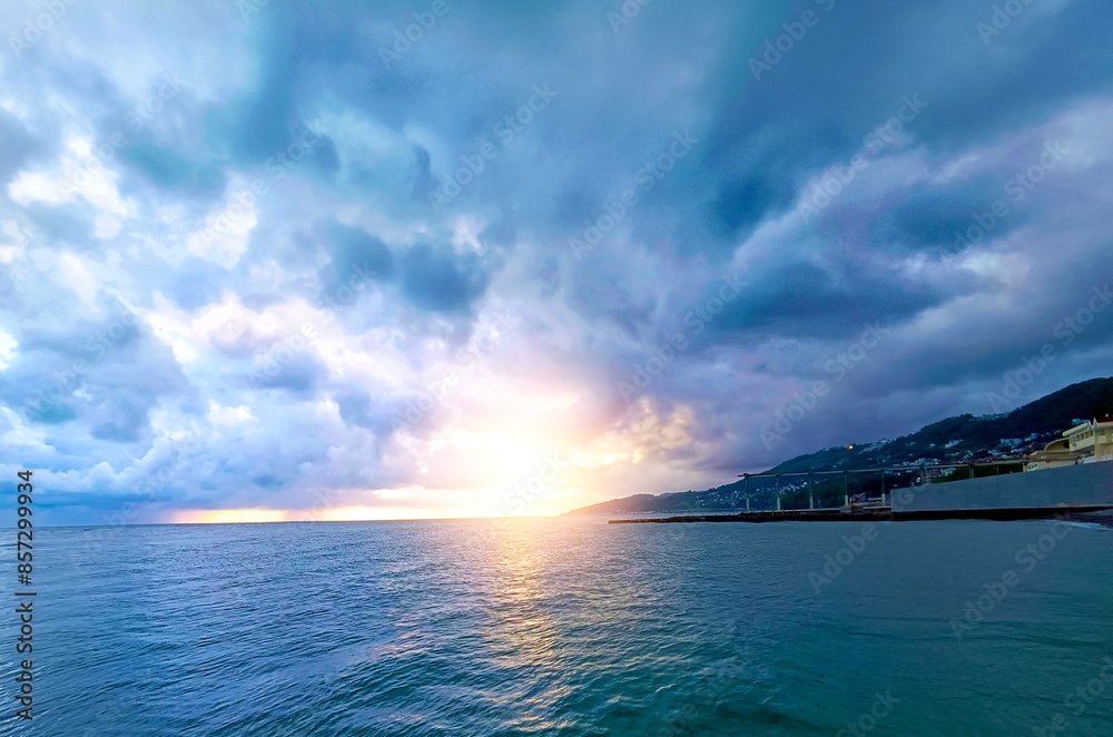 Beautiful seascape with stormy blue sky. Beautiful seascape with stormy blue sky.