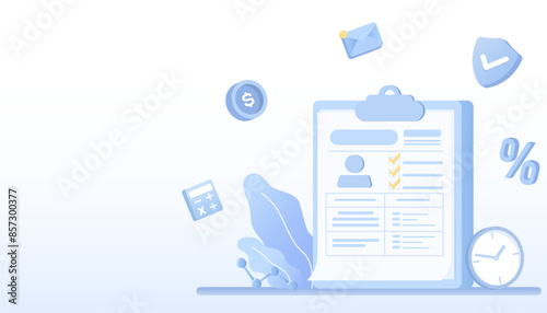 Tax payment process. Variety symbolic elements, calculation, withholding tax, tax deduction, tax payment, income form, checklist and submit to government. Flat vector design illustration.