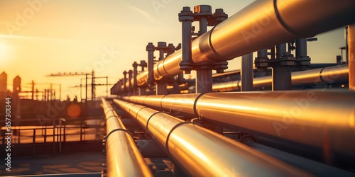 Refining process in oil and gas pipeline for fuel transportation industry. Concept Oil Refining, Gas Pipeline, Fuel Transportation, Industry Processes
