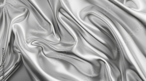 Abstract silver background with a wavy texture, a silver satin cloth texture, a shiny metal surface. Design for luxury wallpaper or fashion