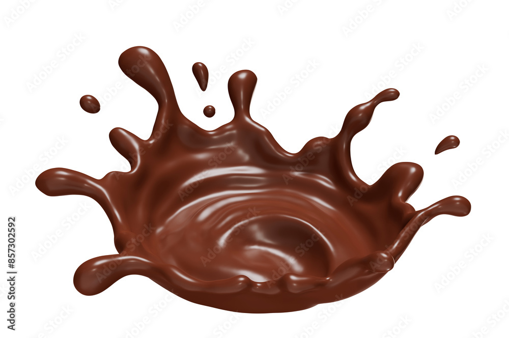 Chocolate milk crown splashes wave isolated. 3D render illustration Chocolate milk crown splashes wave isolated. 3D render illustration