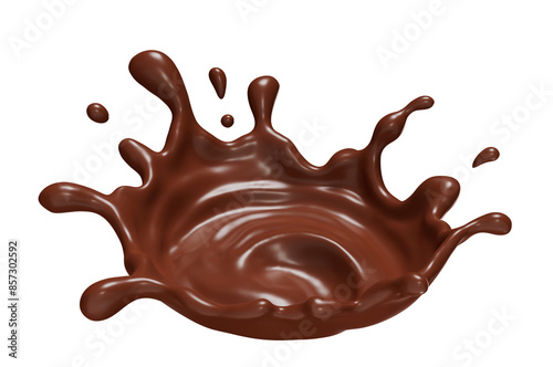 Chocolate milk crown splashes wave isolated. 3D render illustration