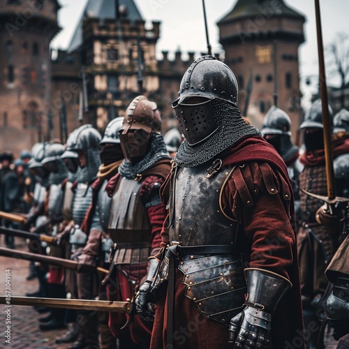 Experience history in this professional image featuring the Dutch army during the Middle Ages, presenting valorous soldiers adorned in authentic medieval armor