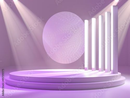 Minimalist Purple Stage with Lights and Circle