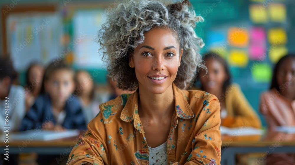 custom made wallpaper toronto digitalA bright and cheerful teacher engages with a class of curious students, creating an inspiring and nurturing learning environment in a colorful classroom.