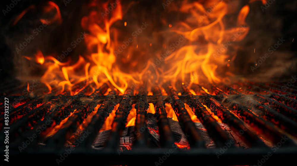 Barbecue grill with fire Barbecue grill with fire