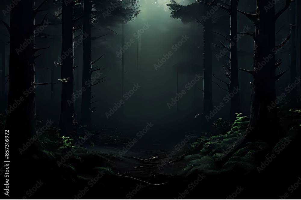 night view of the forest with a dark background, trees mountains land hills valleys at night, Generative AI night view of the forest with a dark background, trees mountains land hills valleys at night, Generative AI