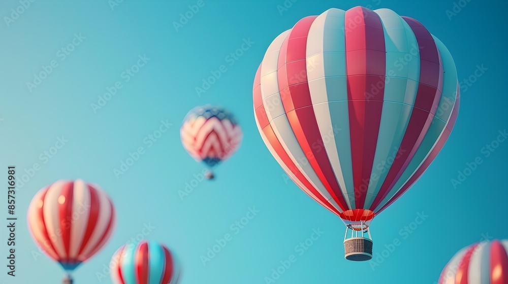Obraz premium Patriotic Themed Air Balloon Festival in Minimalist 3D Render
