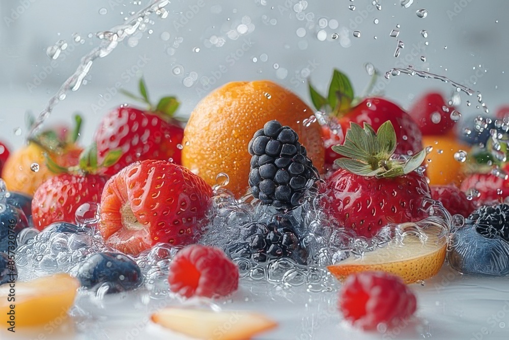Fresh Fruit Splashing in Water Fresh Fruit Splashing in Water