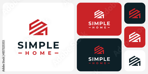 Vector logo design of the initials S A in a geometric house shape with a modern, simple, clean and abstract style.
