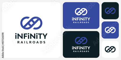 Railway vector logo design and infinity emblem with modern, simple, clean and abstract style.