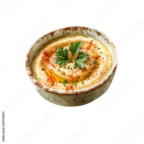 hummus vector illustration in watercolor style