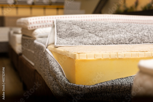 Wallpaper Mural open cover of orthopedic mattress with zipper. Foam rubber, latex inside, springs for omfortable type for sleep. Torontodigital.ca