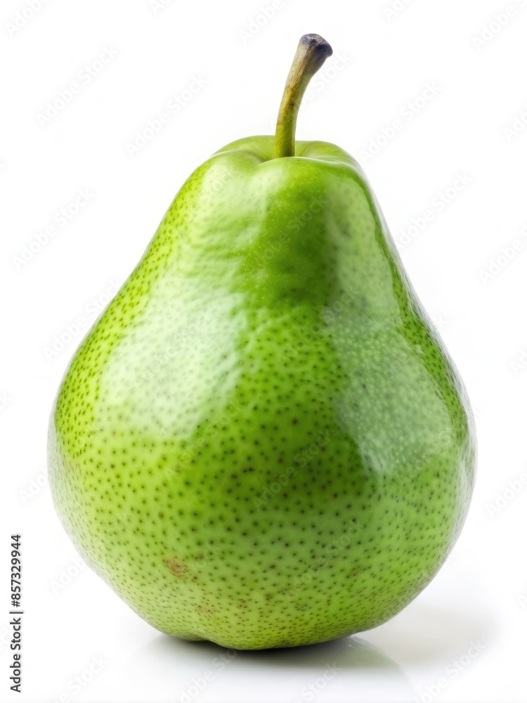 A Single Green Pear Isolated on a White Background. Generative AI A Single Green Pear Isolated on a White Background. Generative AI