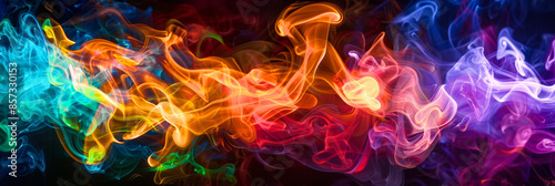 Multi colored fire on black background, bokeh, neon, vivid, bright, abstract, glowing, high quality