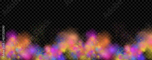 Background of an explosion of colorful smoke clouds.Multicolor fog with blue and yellow particles.Explosions of color powder.