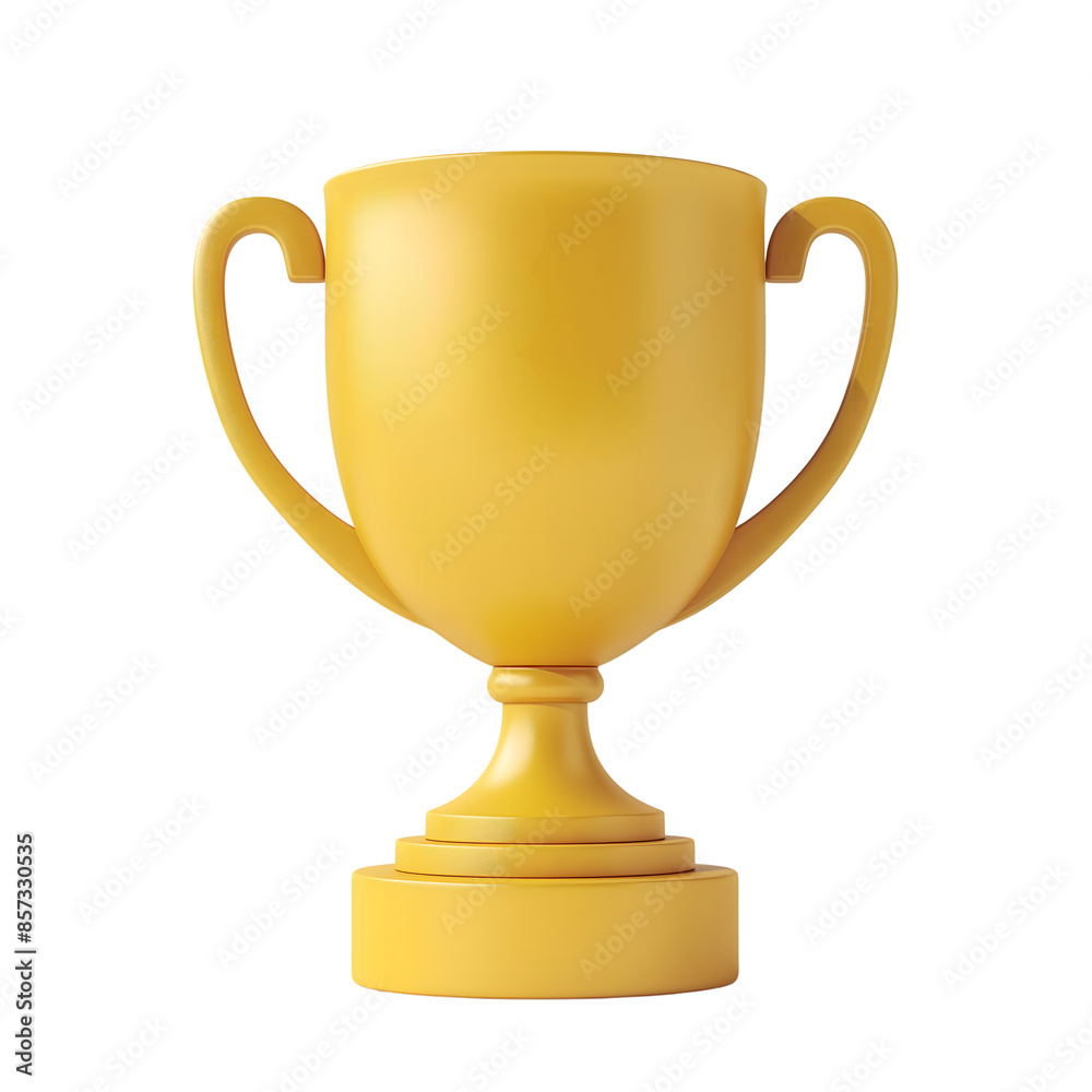 yellow trophy cup realistic 3D isolated on transparent background. generative ai yellow trophy cup realistic 3D isolated on transparent background. generative ai