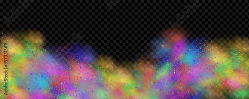 Background of an explosion of colorful smoke clouds.Multicolor fog with blue and yellow particles.Explosions of color powder.