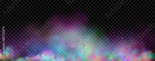 Background of an explosion of colorful smoke clouds.Multicolor fog with blue and yellow particles.Explosions of color powder.