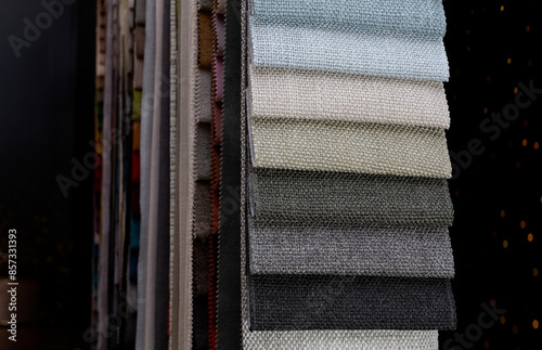 Wallpaper Mural Adjustable furniture fabric solid color chart.  Catalog of various colors of textile material for interior decoration. Torontodigital.ca