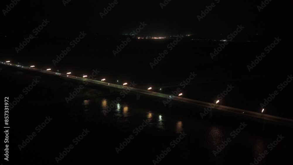 bridge and road on sarayu river ayodhya night drone video bridge and road on sarayu river ayodhya night drone video