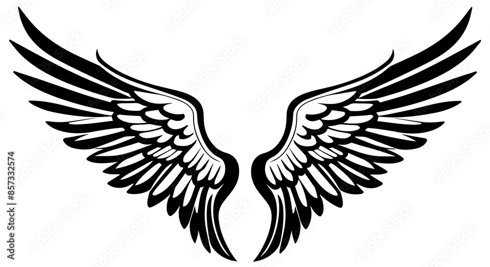 Set of transparent angel wings.