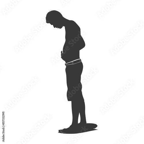 Silhouette of Man on Skateboard, Looking Down, Body Image Concept
