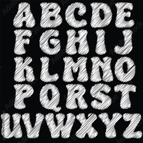 Alphabet Line Art Illustration Flat Design