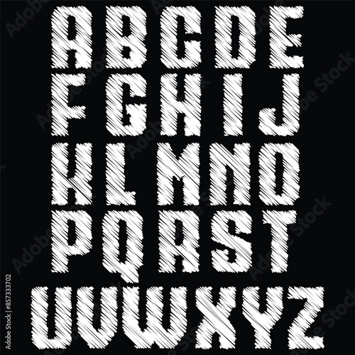 Alphabet Line Art Illustration Flat Design