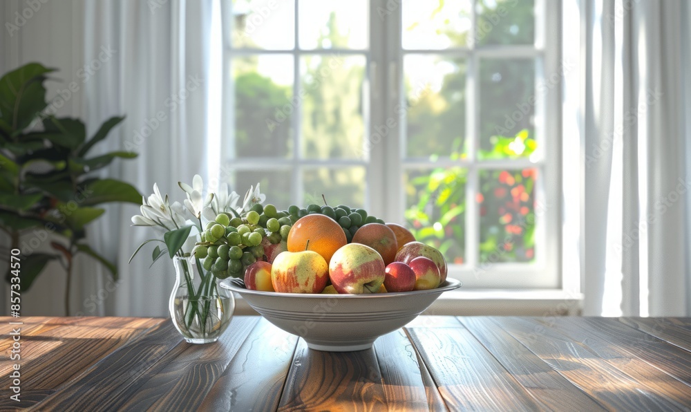 Elegant dining room with an empty fruit bowl Elegant dining room with an empty fruit bowl