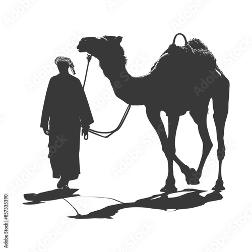 Silhouette of a Desert Nomad with Camel