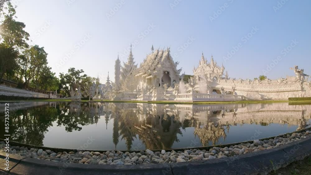Chiang Rai, Thailand - March 15th ,2024: Wat Rong Khun or White Temple - famous Buddhist temple in Pa O Don Chai, Mueang District, Chiang Rai Province, Thailand Chiang Rai, Thailand - March 15th ,2024: Wat Rong Khun or White Temple - famous Buddhist temple in Pa O Don Chai, Mueang District, Chiang Rai Province, Thailand