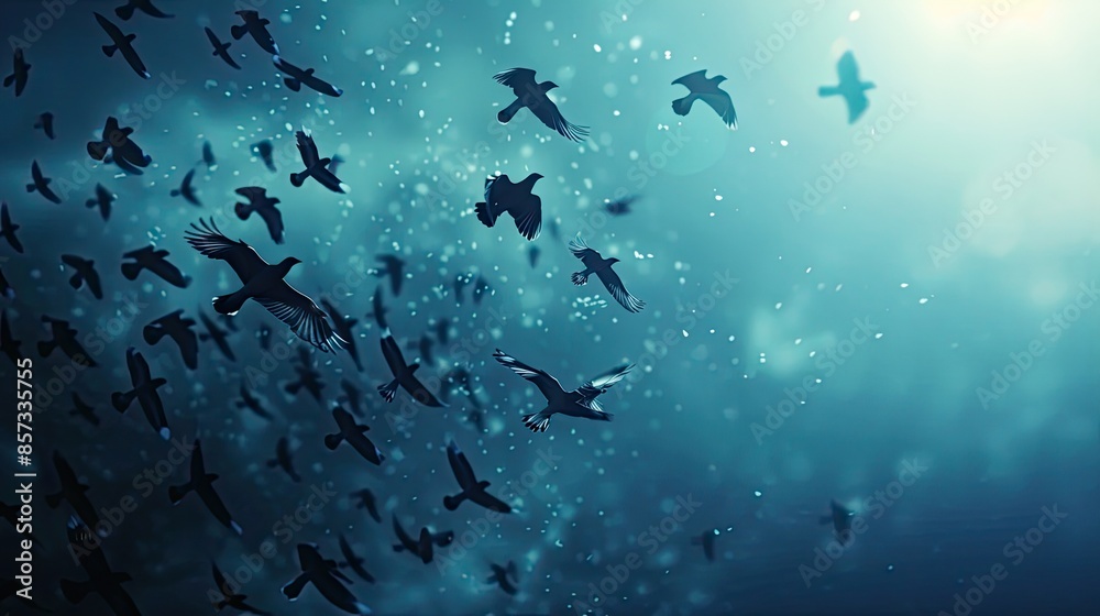 A flock of birds flying in the sky A flock of birds flying in the sky
