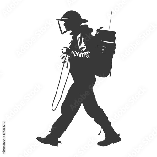 silhouette woman beekeeper in action black color only