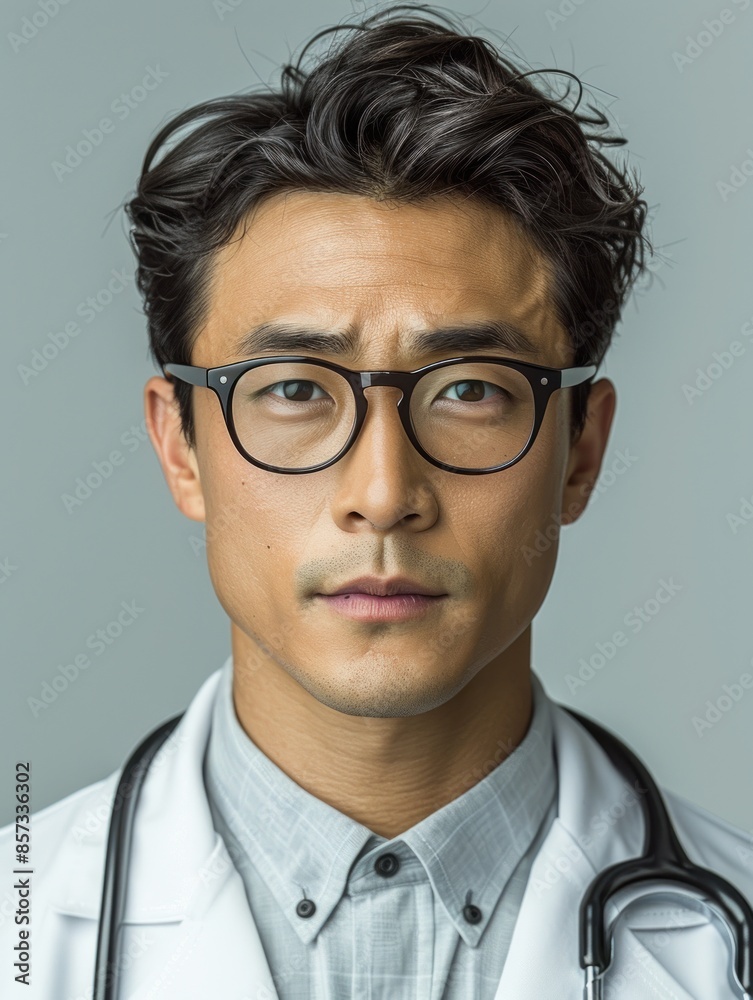 Portrait of a doctor with a focused expression Portrait of a doctor with a focused expression