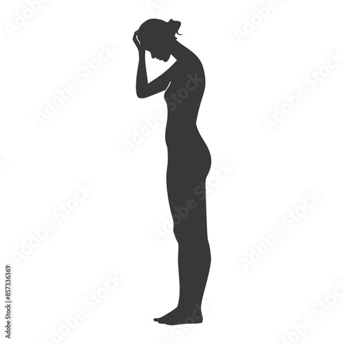 Silhouette of Despair: Head in Hands, Burdened Woman.
