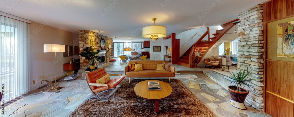 Mid-century modern gem with retro furnishings. Mid-century modern gem with retro furnishings.