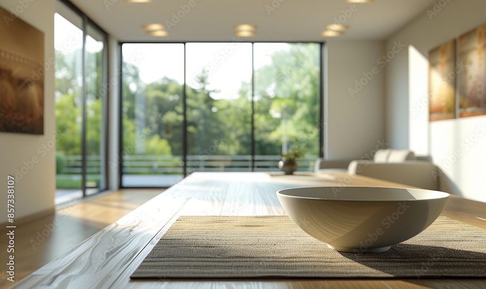 Modern dining room with an empty soup bowl Modern dining room with an empty soup bowl