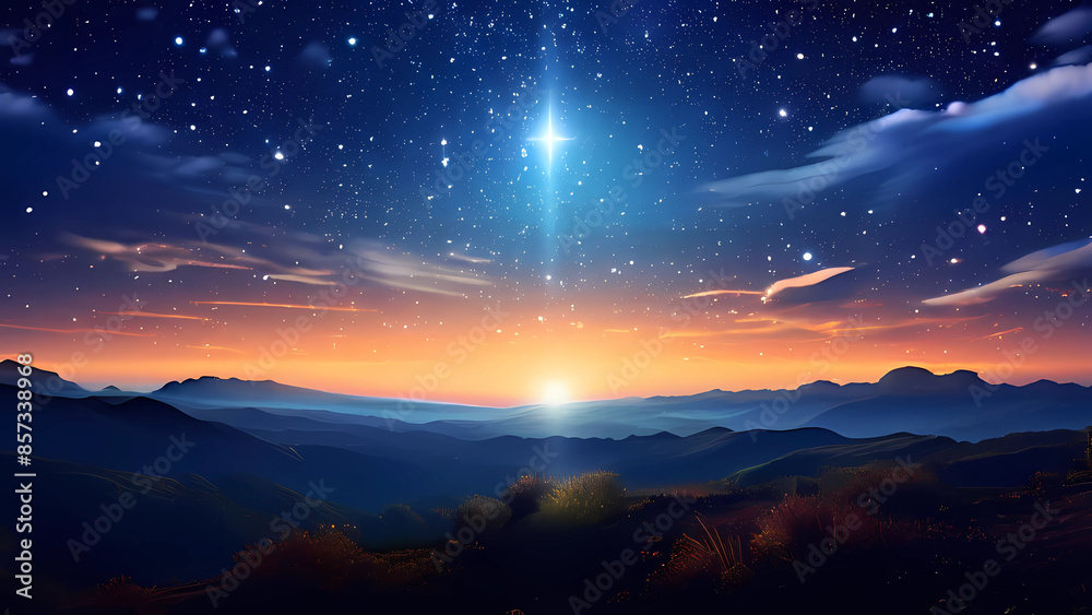 Fototapeta premium the night sky is full of stars, shining elongatedly stretching across the Cakra Wala Sea River with a beautiful sparkle, Generative AI