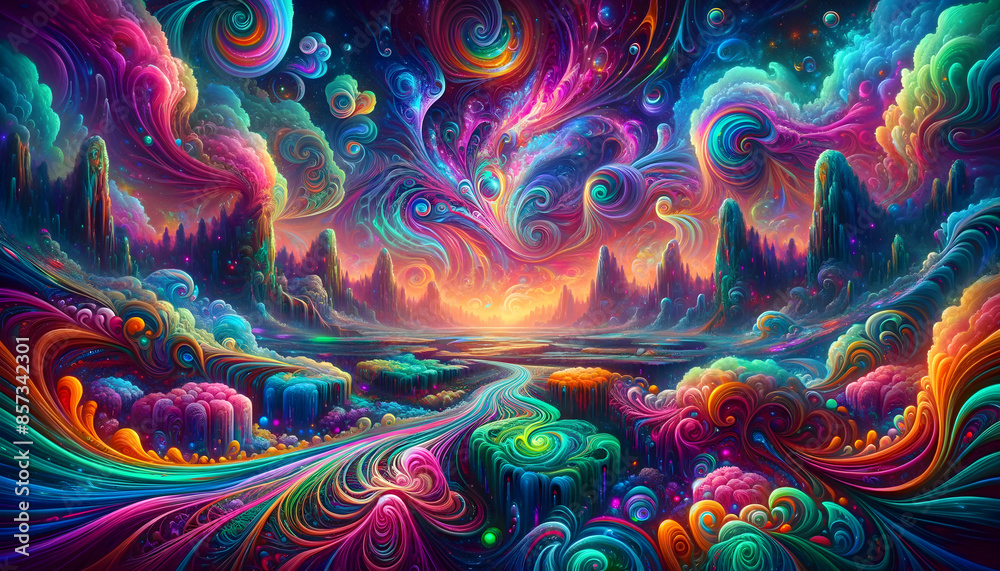 Colorful, psychodelic, beautiful landscape Colorful, psychodelic, beautiful landscape