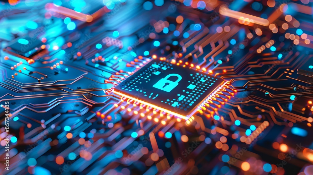 Fototapeta premium Cybersecurity and information or network protection. Future cyber technology web services for business and internet projects. 