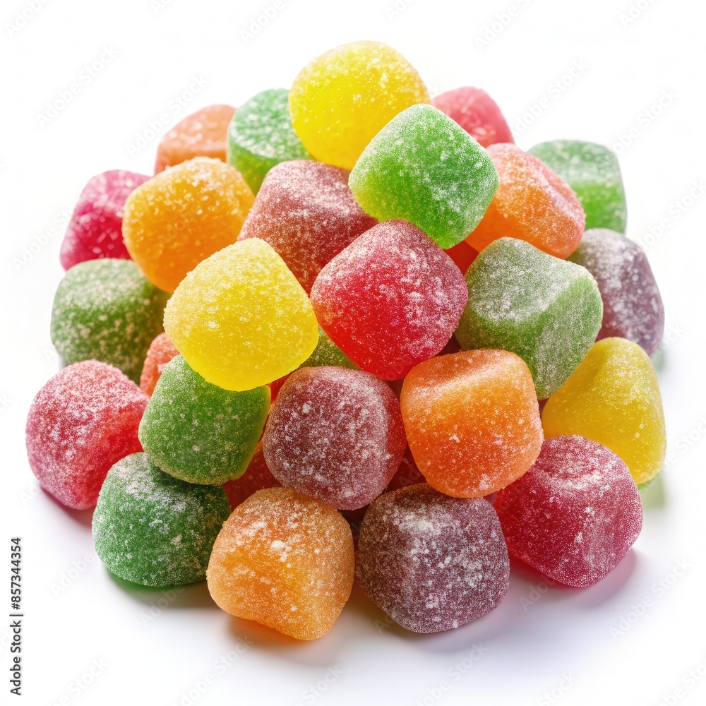 Colorful Jelly Candies Arranged On White Surface. Generative AI Colorful Jelly Candies Arranged On White Surface. Generative AI
